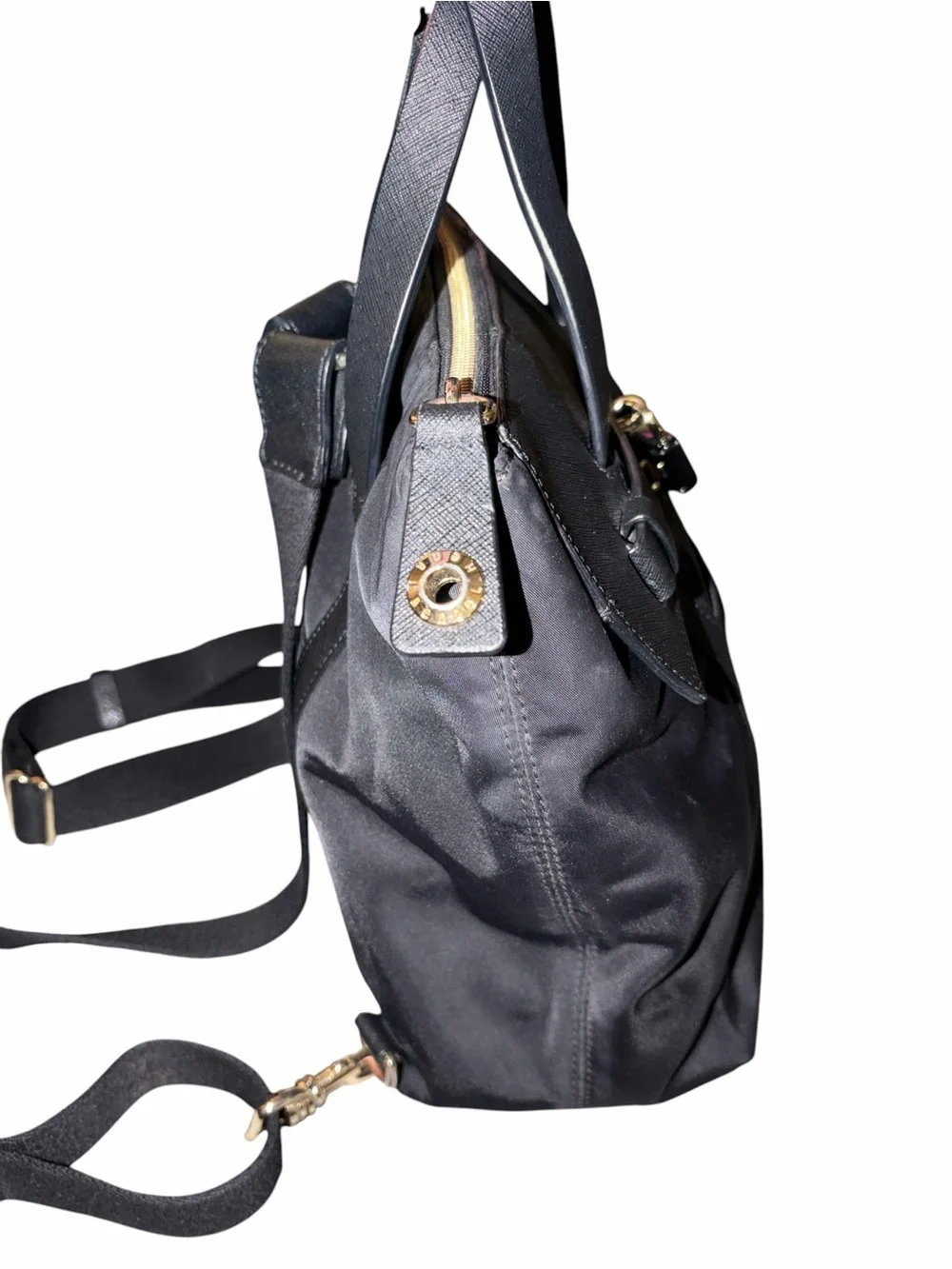 Henri Bendel Jetsetter Convertible Backpack Black Nylon Leather Wardrobe Staple
